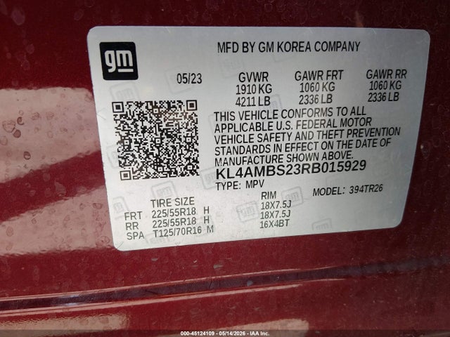 Aukcja sprzedaży 2024 Buick Encore Gx Preferred Fwd, vin: KL4AMBS23RB015929, numer aukcji: 45124109