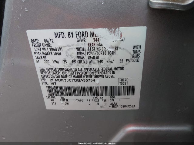 Продажа на аукционе авто 2013 Ford Edge Sel, vin: 2FMDK3JC7DBA35754, номер лота: 45124152