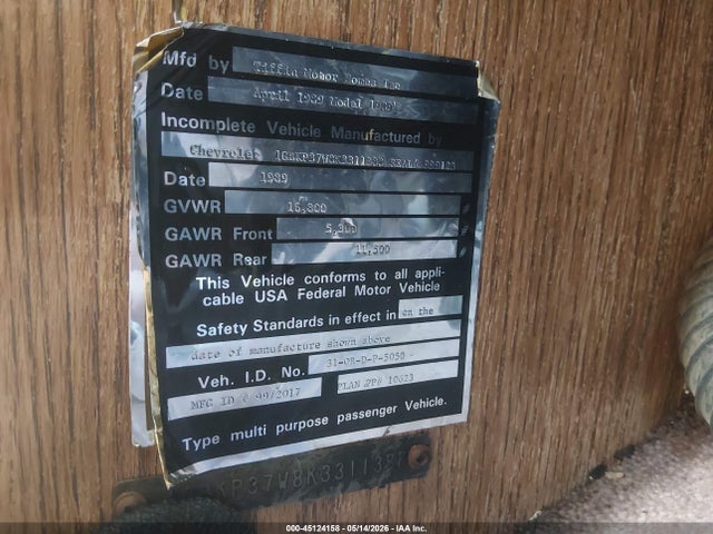 45124158 :رقم المزاد ، 1GBKP37W8K3311388 vin ، 1989 Chevrolet P30 مزاد بيع