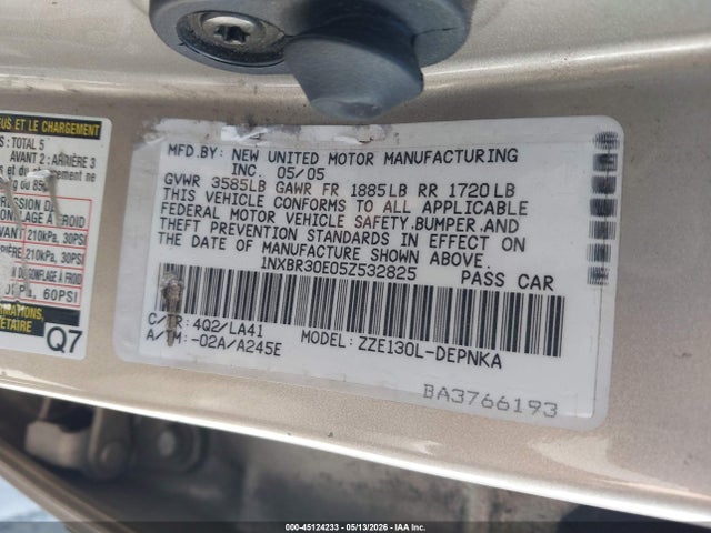 Продаж на аукціоні авто 2005 Toyota Corolla Le, vin: 1NXBR30E05Z532825, номер лоту: 45124233