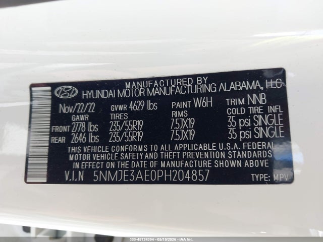 Продажа на аукционе авто 2023 Hyundai Tucson Limited, vin: 5NMJE3AE0PH204857, номер лота: 45124394