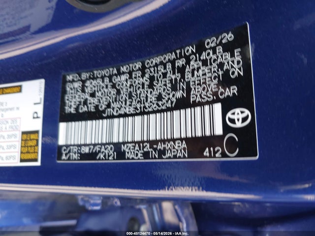 2026 Toyota Corolla Se მანქანა იყიდება აუქციონზე, vin: JTND4MBE3T3263247, აუქციონის ნომერი: 45124470