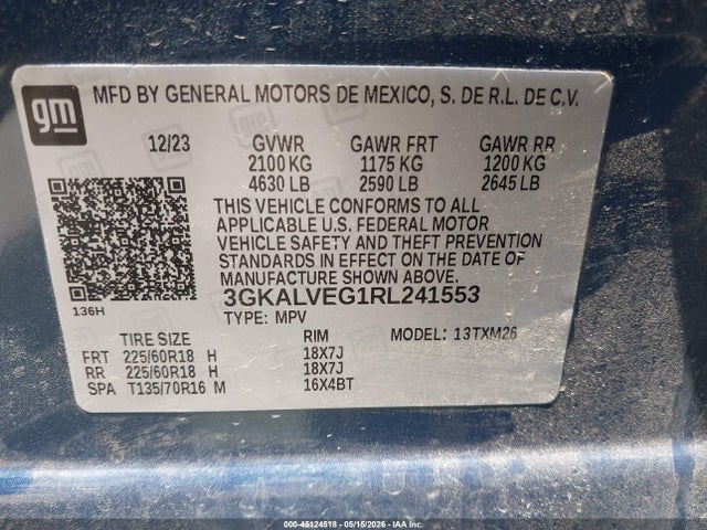 Продажа на аукционе авто 2024 Gmc Terrain Awd Slt, vin: 3GKALVEG1RL241553, номер лота: 45124518
