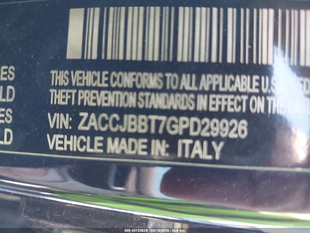 Продаж на аукціоні авто 2016 Jeep Renegade Latitude, vin: ZACCJBBT7GPD29926, номер лоту: 45124529