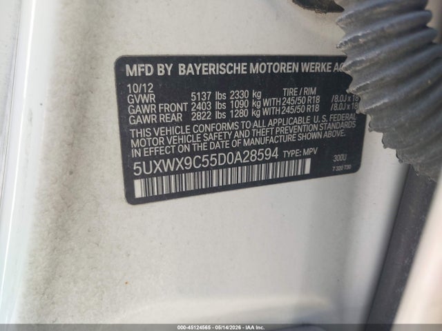 45124565 :رقم المزاد ، 5UXWX9C55D0A28594 vin ، 2013 Bmw X3 Xdrive28i مزاد بيع