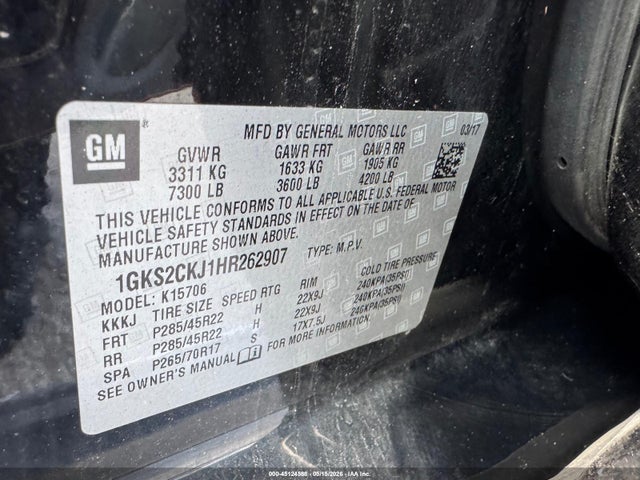 Продажа на аукционе авто 2017 Gmc Yukon Denali, vin: 1GKS2CKJ1HR262907, номер лота: 45124588