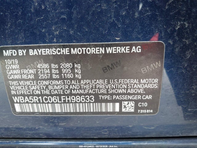 Продажа на аукционе авто 2020 Bmw 330i, vin: WBA5R1C06LFH98633, номер лота: 45124622