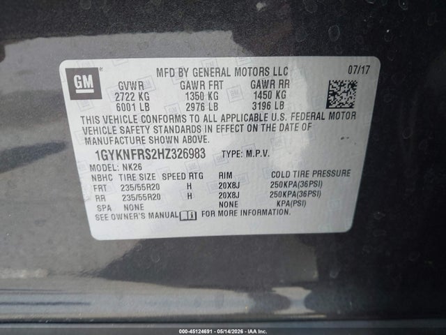 Aukcja sprzedaży 2017 Cadillac Xt5 Platinum, vin: 1GYKNFRS2HZ326983, numer aukcji: 45124691