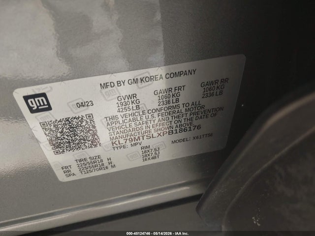 Продажа на аукционе авто 2023 Chevrolet Trailblazer Fwd Rs, vin: KL79MTSLXPB186176, номер лота: 45124746