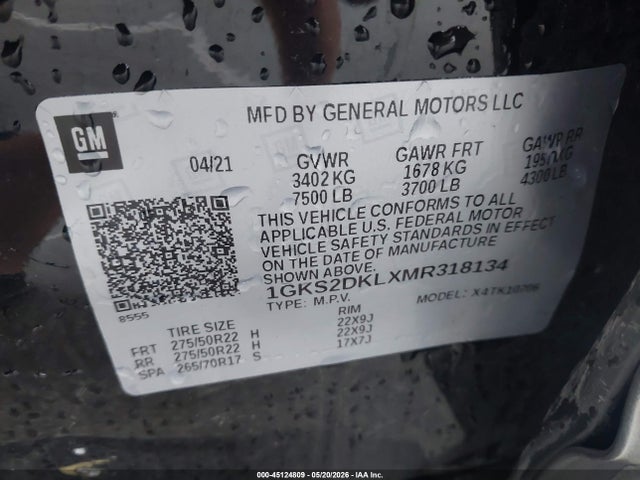 Aukcja sprzedaży 2021 Gmc Yukon 4wd Denali, vin: 1GKS2DKLXMR318134, numer aukcji: 45124809