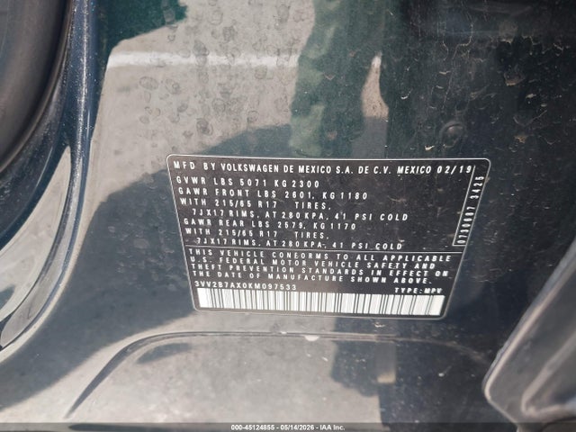 3VV2B7AX0KM097533 Volkswagen Tiguan 2.0t Se/2.0t Sel/2.0t Sel R-line/2.0t Sel R-line Black