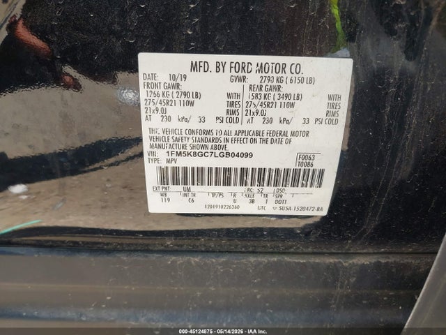 Ford Explorer St 2020 1FM5K8GC7LGB04099 Image 9