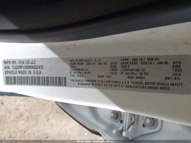 RAM 1500 Trx 4x4 5'7 Box 2021 1C6SRFU95MN832475 Image 9