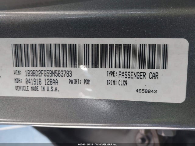 Aukcja sprzedaży 2011 Dodge Avenger Lux, vin: 1B3BD2FG5BN583783, numer aukcji: 45124923
