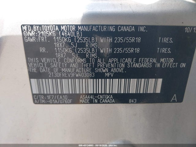 2T3DFREV9FW403083 Toyota Rav4 Limited