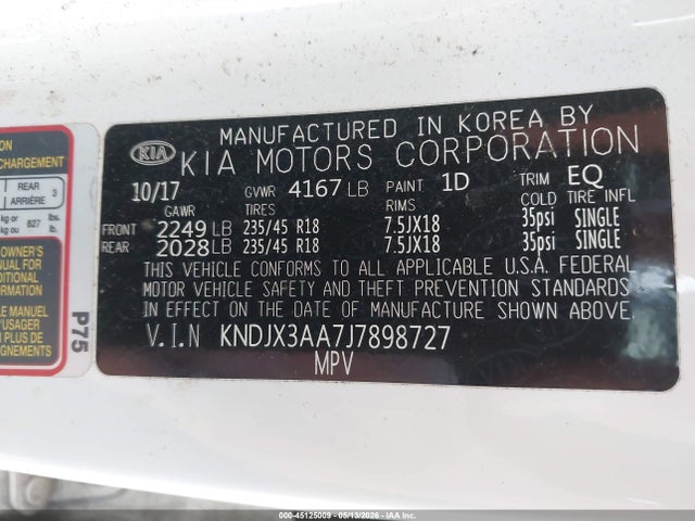 2018 Kia Soul ! მანქანა იყიდება აუქციონზე, vin: KNDJX3AA7J7898727, აუქციონის ნომერი: 45125009