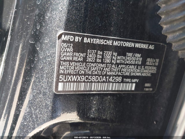 Aukcja sprzedaży 2013 Bmw X3 Xdrive28i, vin: 5UXWX9C58D0A14298, numer aukcji: 45125014