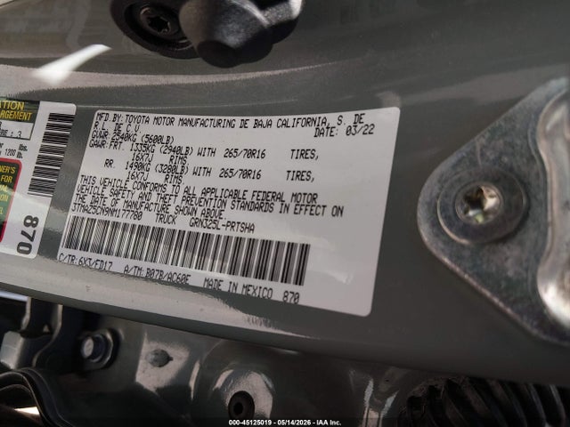 Продажа на аукционе авто 2022 Toyota Tacoma Trd Off Road, vin: 3TMAZ5CN9NM177780, номер лота: 45125019