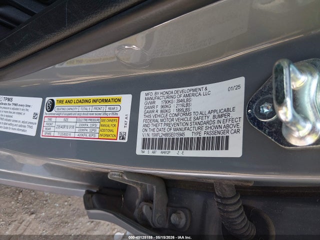 Aukcja sprzedaży 2025 Honda Civic Sedan Sport, vin: 19XFL2H88SE015945, numer aukcji: 45125159