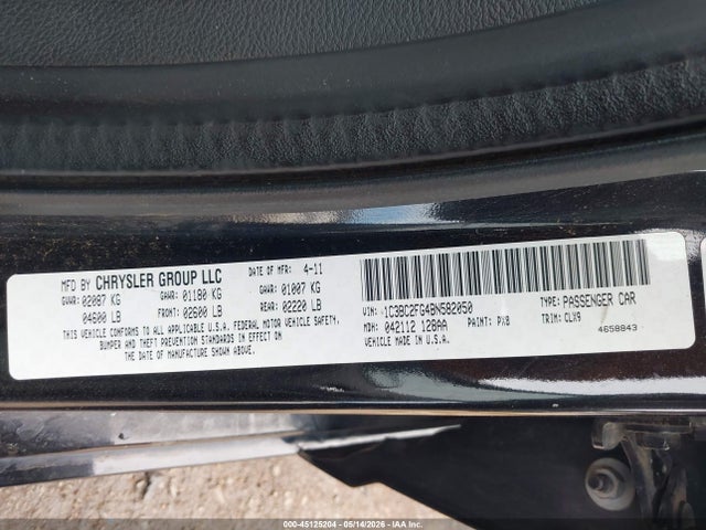 45125204 :رقم المزاد ، 1C3BC2FG4BN582050 vin ، 2011 Chrysler 200 Limited مزاد بيع