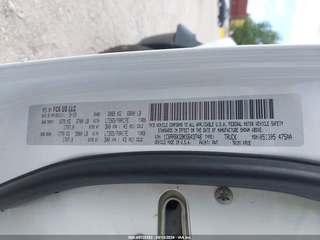 Продажа на аукционе авто 2019 Ram 1500 Classic Tradesman  4x2 5'7 Box, vin: 1C6RR6KG9KS643746, номер лота: 45125253
