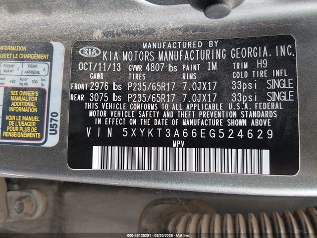 Aukcja sprzedaży 2014 Kia Sorento Lx, vin: 5XYKT3A66EG524629, numer aukcji: 45125291