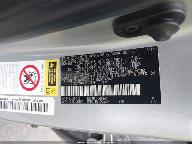 45125337 :رقم المزاد ، 2T2ZK1BA8EC132686 vin ، 2014 Lexus Rx 350 مزاد بيع