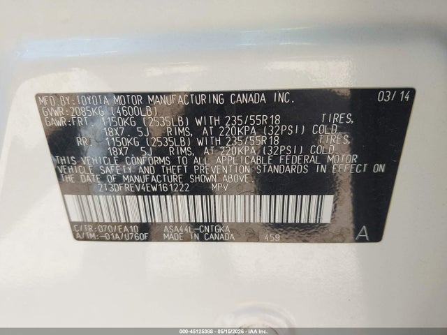 2T3DFREV4EW161222 Toyota Rav4 Limited