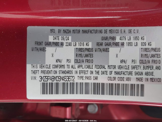 Mazda Mazda3 2.5 S Select Sport 2025 3MZBPABM0SM453672 Image 9