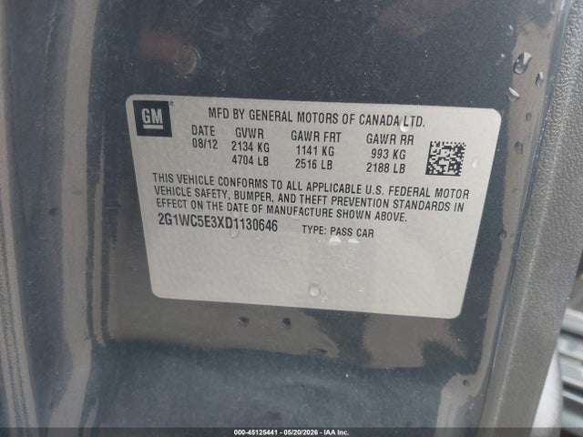 2013 Chevrolet Impala Ltz მანქანა იყიდება აუქციონზე, vin: 2G1WC5E3XD1130646, აუქციონის ნომერი: 45125441
