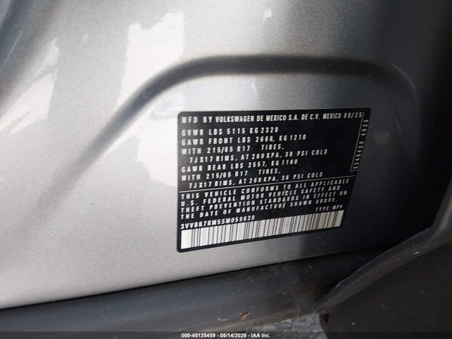 Aukcja sprzedaży 2025 Volkswagen Tiguan 2.0t S, vin: 3VVBR7RM5SM059639, numer aukcji: 45125459