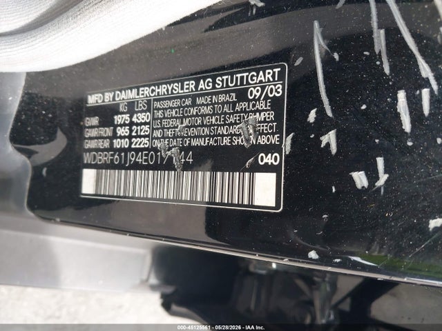 Aukcja sprzedaży 2004 Mercedes-benz C 240, vin: WDBRF61J94E017144, numer aukcji: 45125561