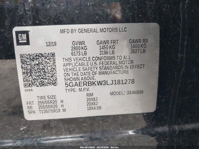Aukcja sprzedaży 2020 Buick Enclave Fwd Essence, vin: 5GAERBKW3LJ181278, numer aukcji: 45125652
