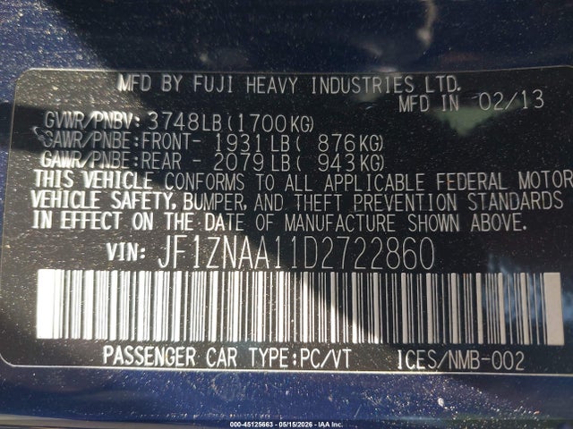 Продаж на аукціоні авто 2013 Scion Fr-s, vin: JF1ZNAA11D2722860, номер лоту: 45125663