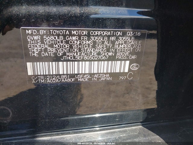 Продаж на аукціоні авто 2016 Lexus Ls 460, vin: JTHCL5EF8G5027067, номер лоту: 45125729