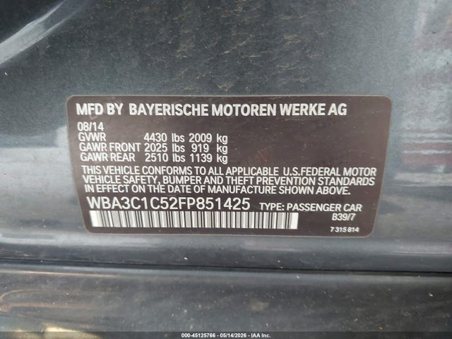 Продажа на аукционе авто 2015 Bmw 328i, vin: WBA3C1C52FP851425, номер лота: 45125766