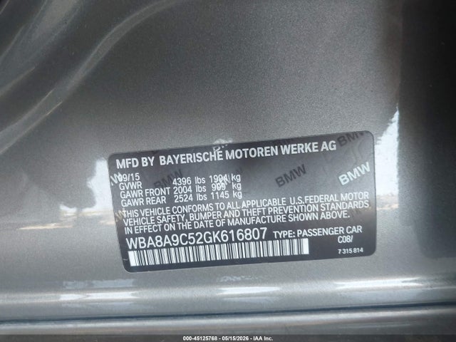 Продажа на аукционе авто 2016 Bmw 320i, vin: WBA8A9C52GK616807, номер лота: 45125768