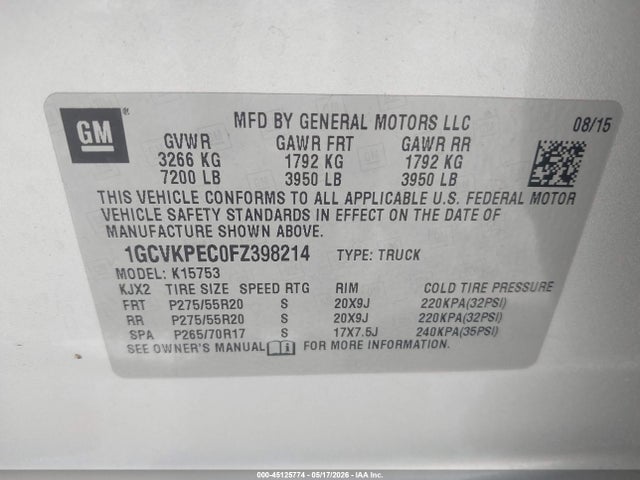 Chevrolet Silverado 1500 Ls 2015 1GCVKPEC0FZ398214 Image 9