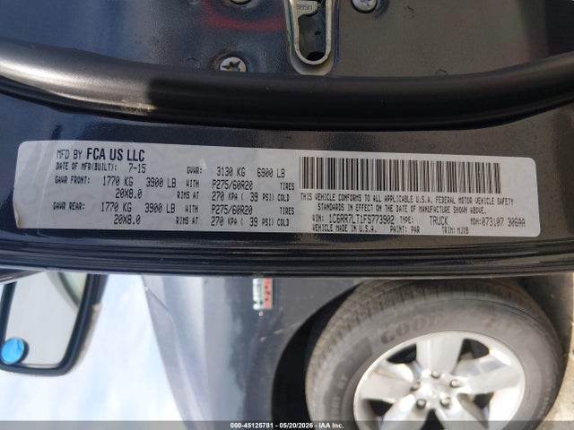 Aukcja sprzedaży 2015 Ram 1500 Big Horn, vin: 1C6RR7LT1FS773902, numer aukcji: 45125781