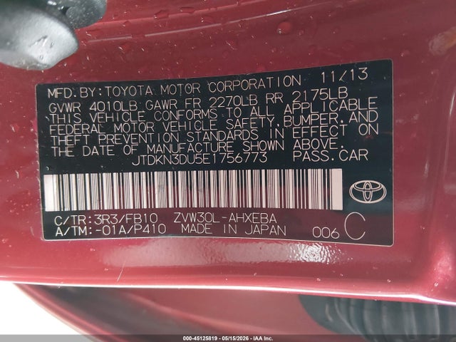 Toyota Prius Three 2014 JTDKN3DU5E1756773 Image 9