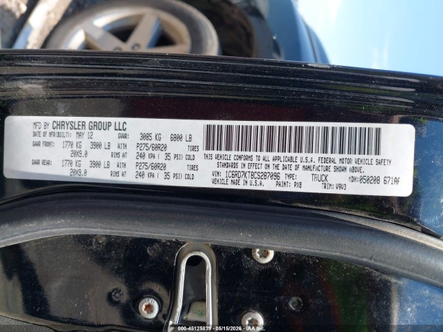 45125839 :رقم المزاد ، 1C6RD7KT8CS287096 vin ، 2012 Ram 1500 St مزاد بيع