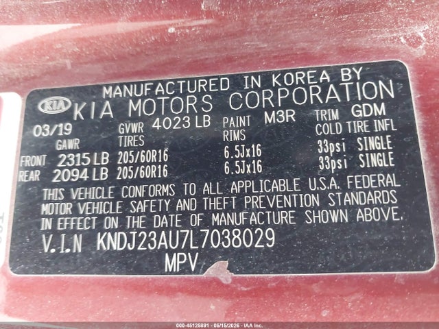 KIA SOUL LX 2020 KNDJ23AU7L7038029 Image 9