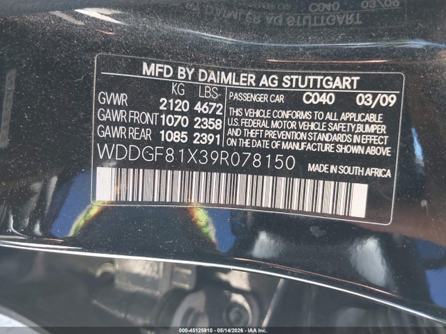 Aukcja sprzedaży 2009 Mercedes-benz C 300 Luxury 4matic/sport 4matic, vin: WDDGF81X39R078150, numer aukcji: 45125910