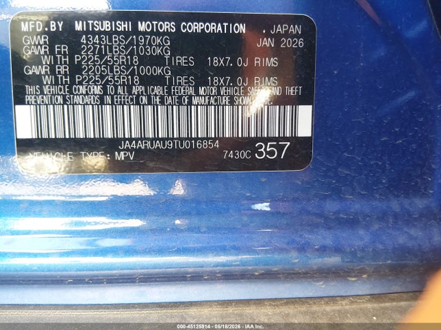 Aukcja sprzedaży 2026 Mitsubishi Outlander Sport 2.0 Es/2.0 Le/2.0 Ralliart/2.0 S/2.0 Se/2.0 Trail Edition, vin: JA4ARUAU9TU016854, numer aukcji: 45125914