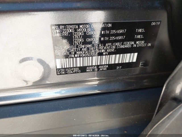 JTMLWRFV0KD507057 Toyota Rav4 Hybrid Le