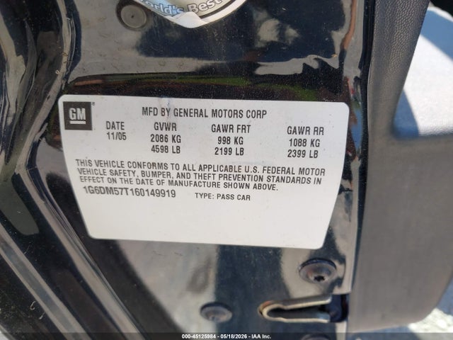 Aukcja sprzedaży 2006 Cadillac Cts Standard, vin: 1G6DM57T160149919, numer aukcji: 45125984