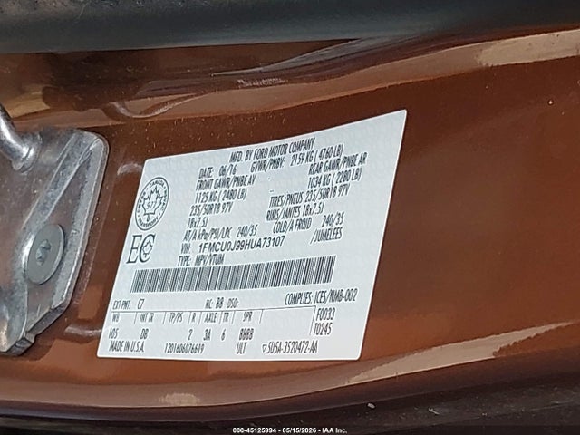 1FMCU0J99HUA73107 Ford Escape Titanium