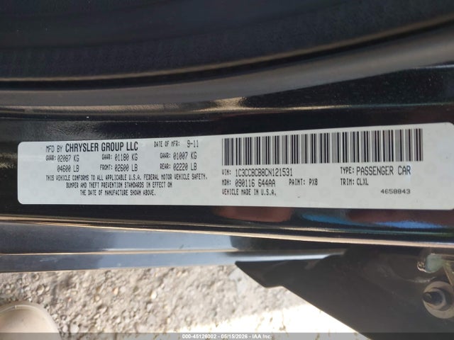 Продажа на аукционе авто 2012 Chrysler 200 Limited, vin: 1C3CCBCB8CN121531, номер лота: 45126002