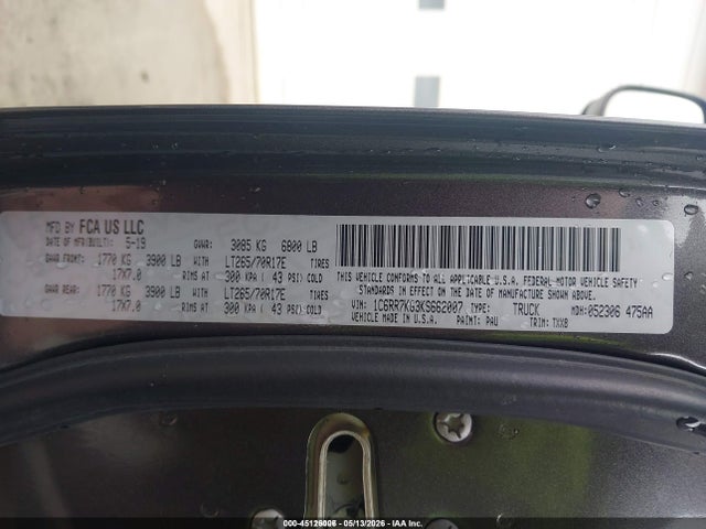 2019 Ram 1500 Classic Tradesman  4x4 5'7 Box მანქანა იყიდება აუქციონზე, vin: 1C6RR7KG3KS662007, აუქციონის ნომერი: 45126006
