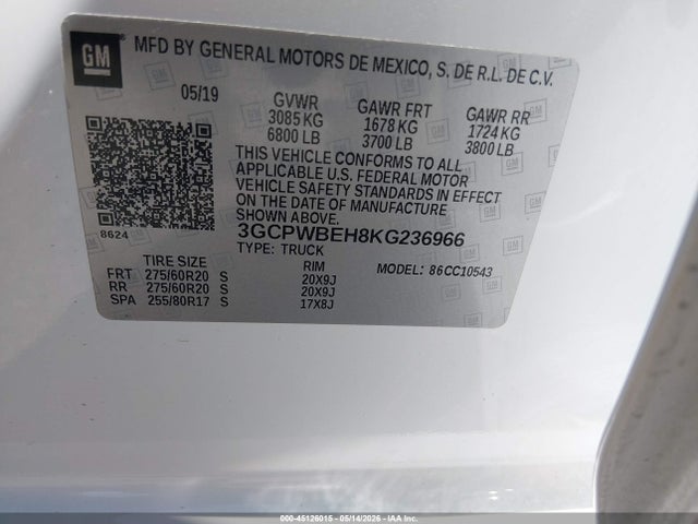3GCPWBEH8KG236966 Chevrolet Silverado 1500 Custom